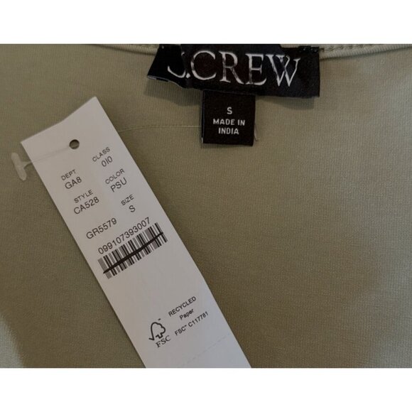 J. Crew Women's Squareneck Cap Sleeve Stretch Top Green Size Small NWT - Picture 8 of 9